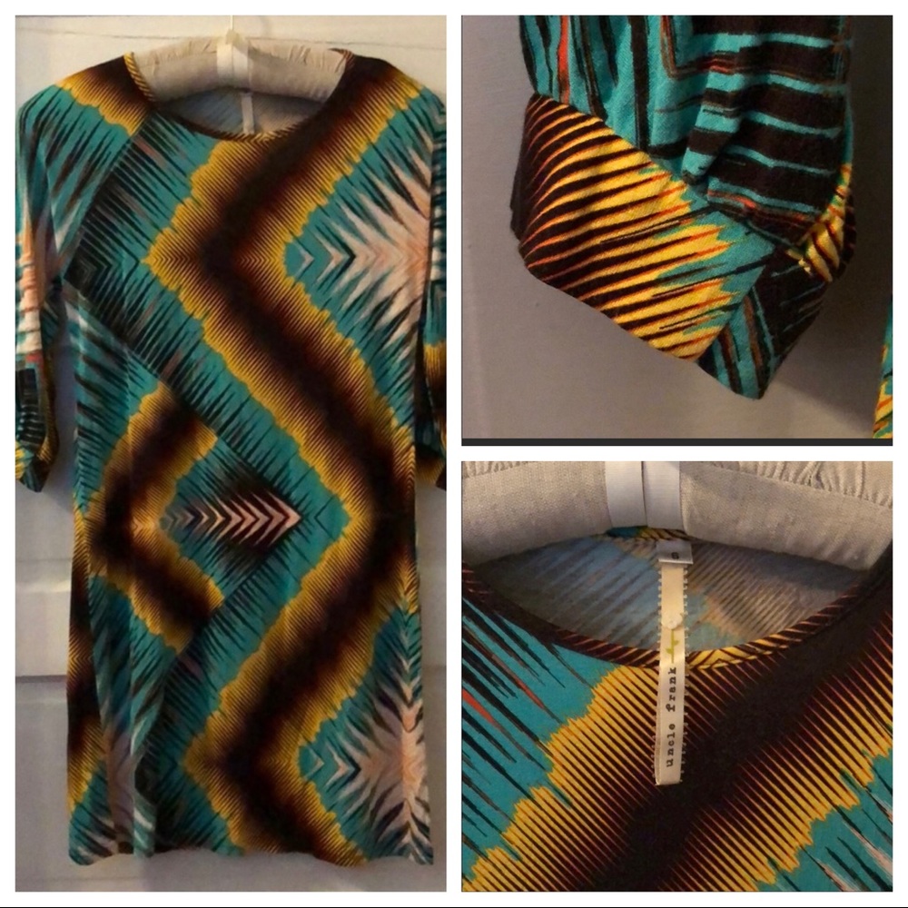 Uncle Frank 3/4 Sleeve Dress Small Tribal Boho
